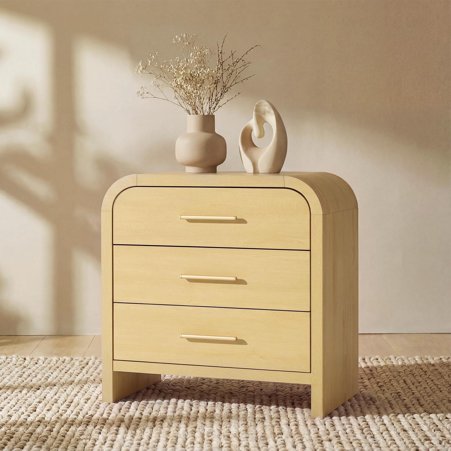 Curved 3-Drawer Nightstand