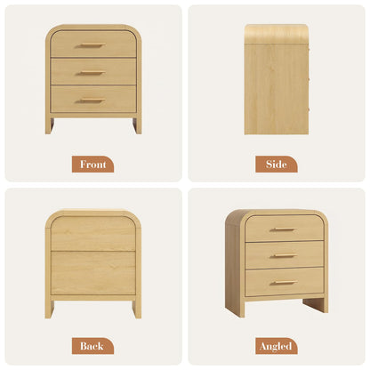Curved 3-Drawer Nightstand