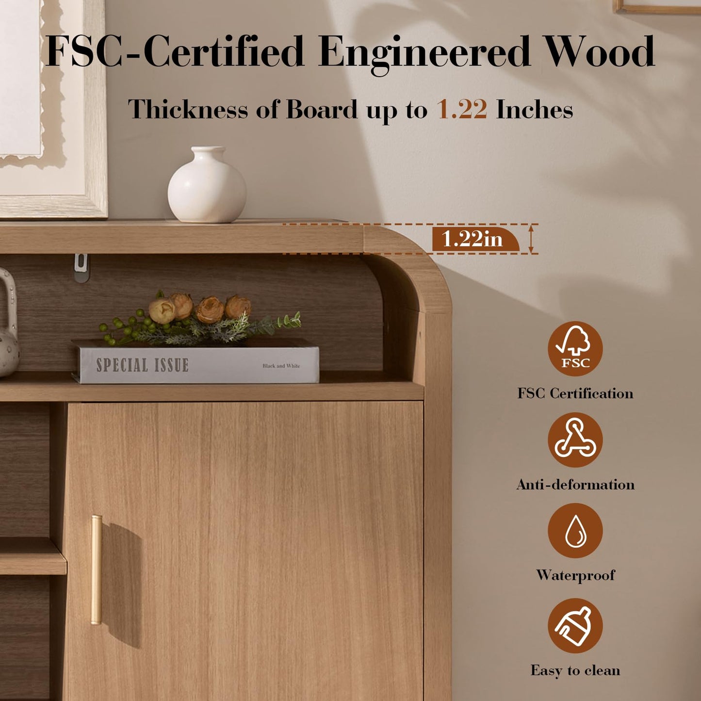 59.7" Light Burl Sideboard & TV Stand