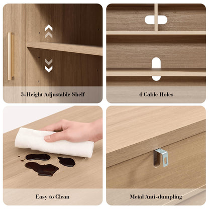 59.7" Light Burl Sideboard & TV Stand