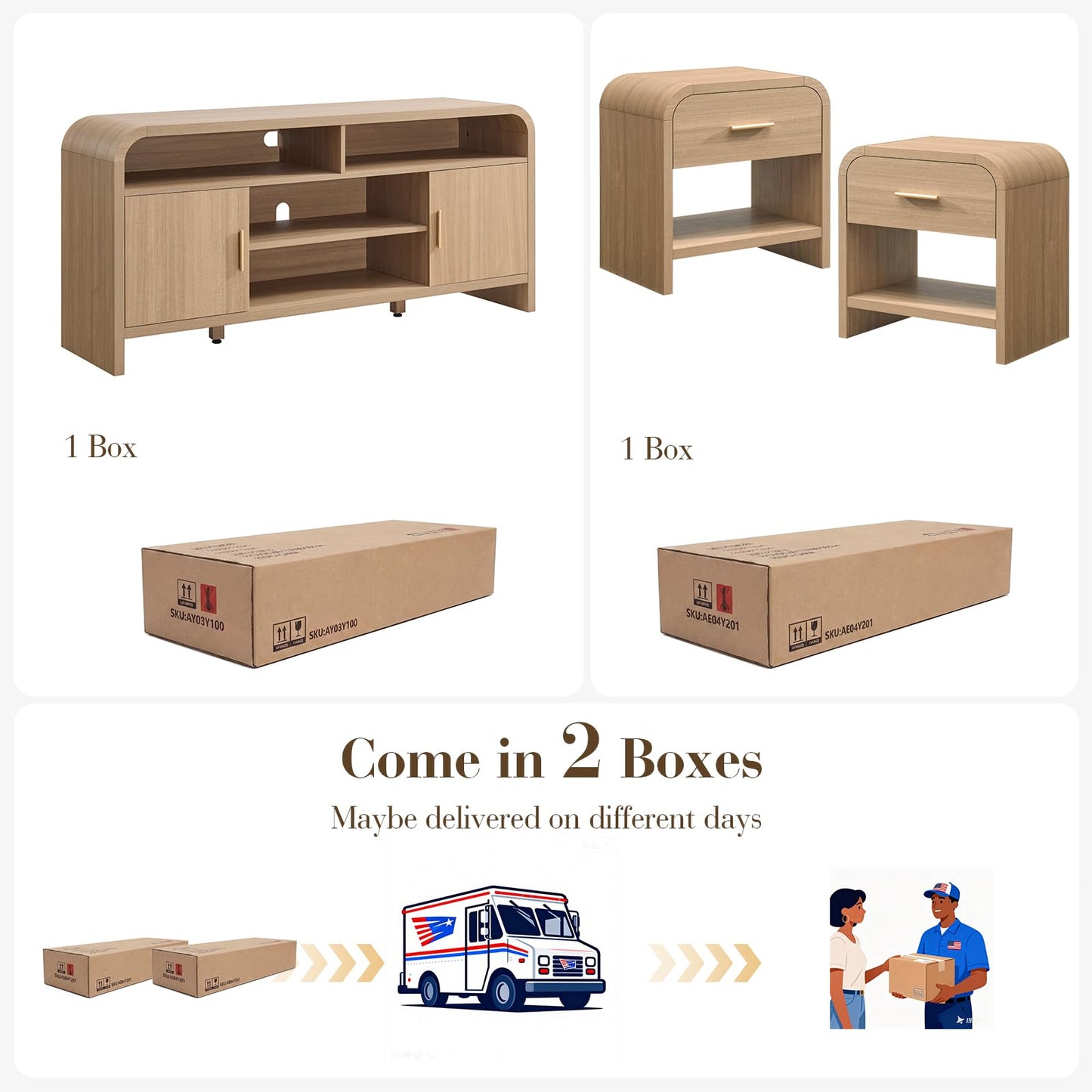 Curved TVstand + 1 Drawer Set