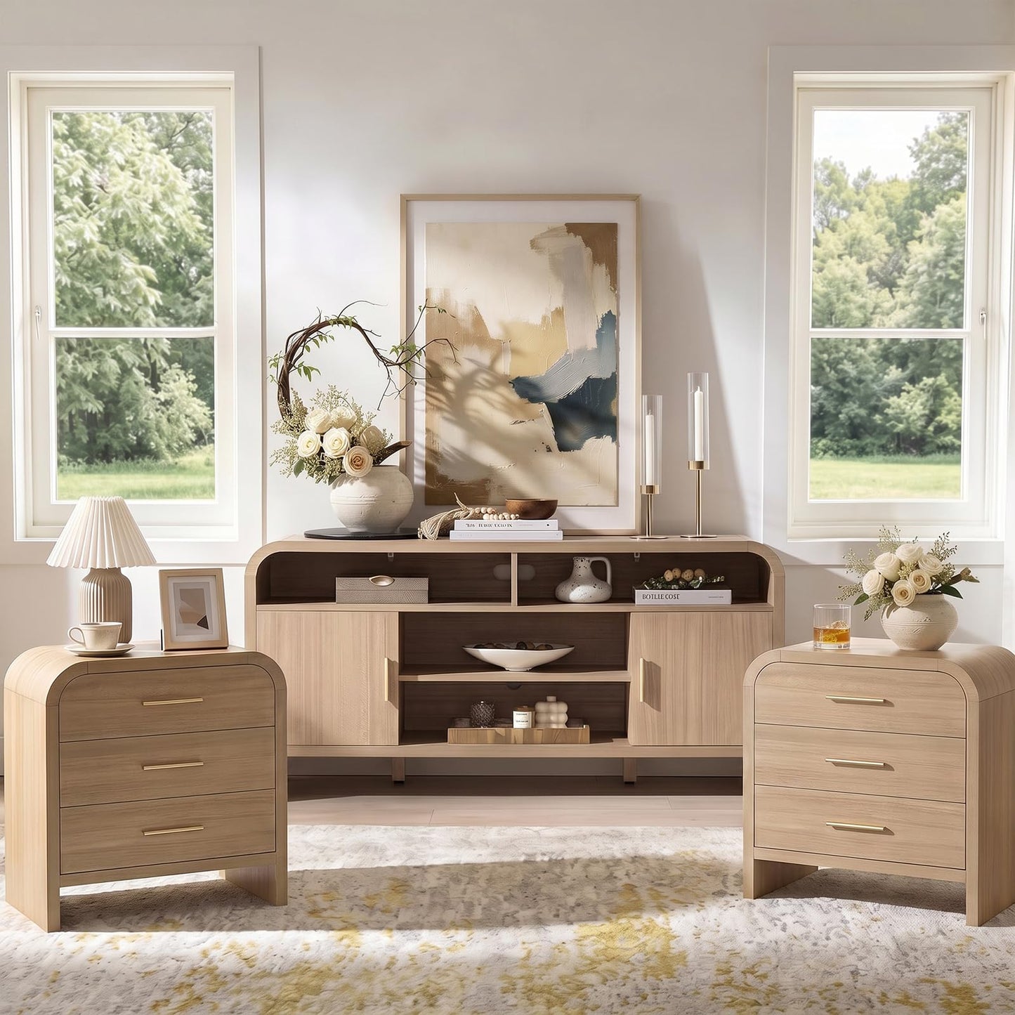 Curved TVstand + 3 Drawer Set