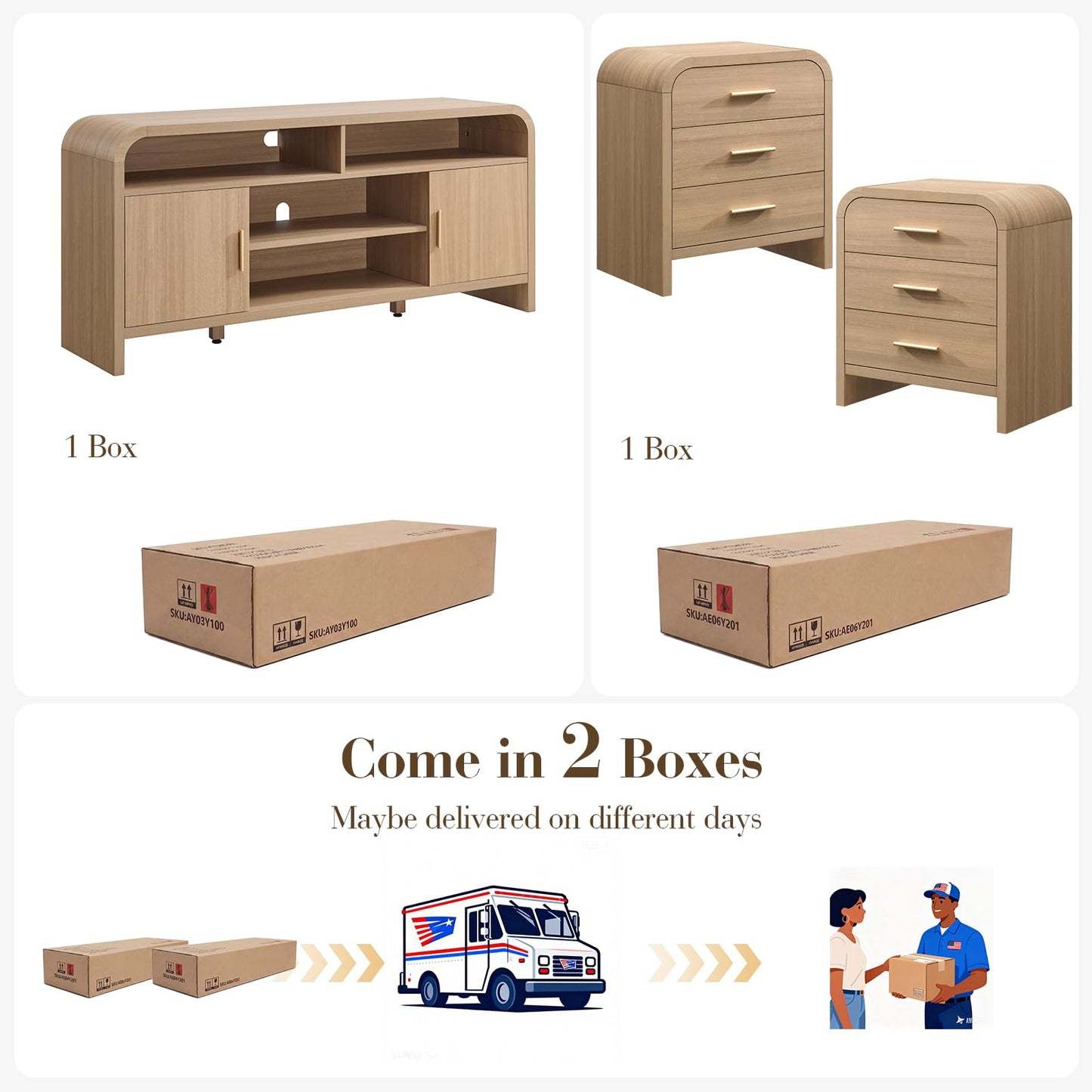 Curved TVstand + 3 Drawer Set