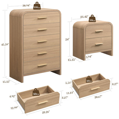 Curved 5 + 2 Drawer Set