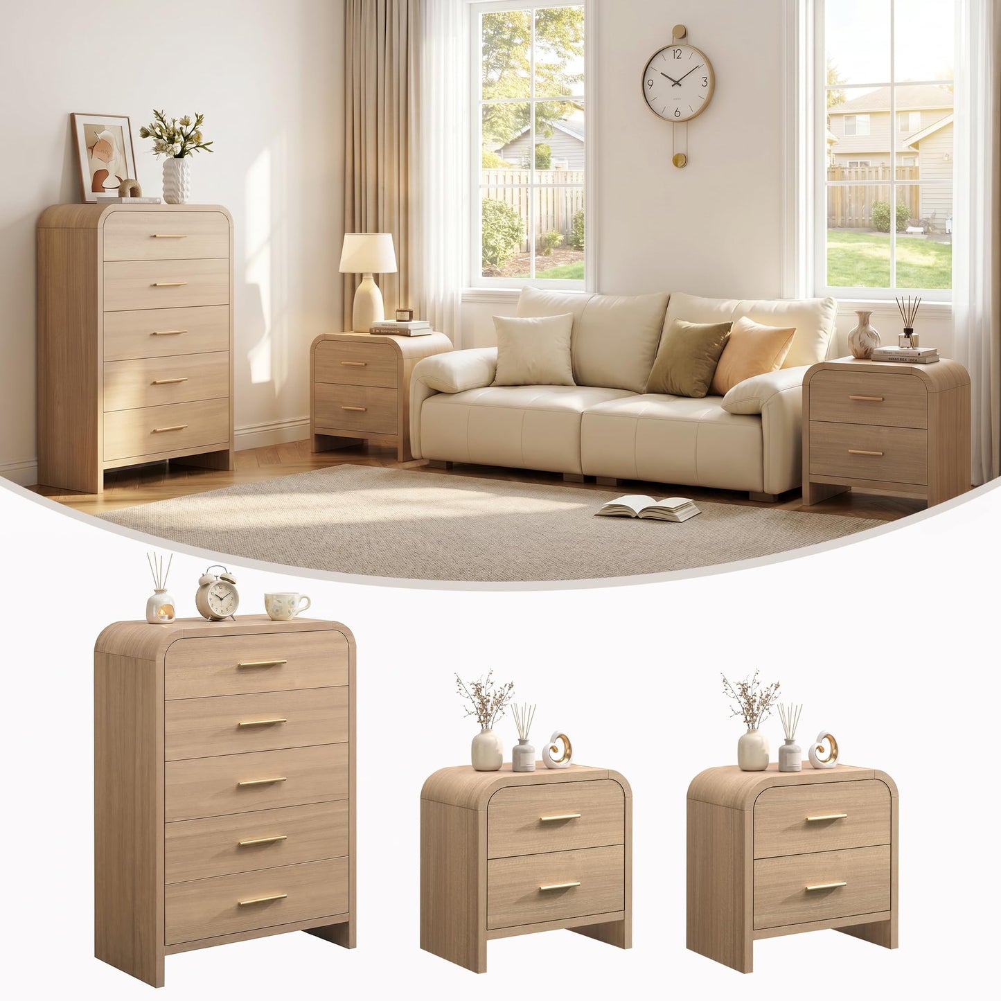 Curved 5 + 2 Drawer Set