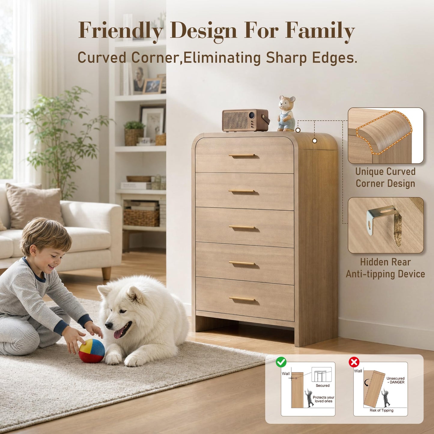 Curved 5 + 2 Drawer Set