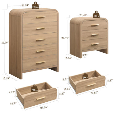 Curved 5 + 3 Drawer Set