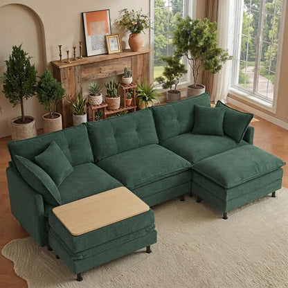 Corduroy Sectional Sofa - 3 Seat & 2 Ottoman