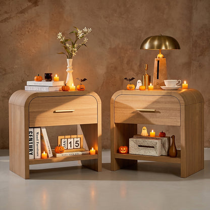 【Halloween Pre-Sale】Curved 1-Drawer Nightstand-2Pcs