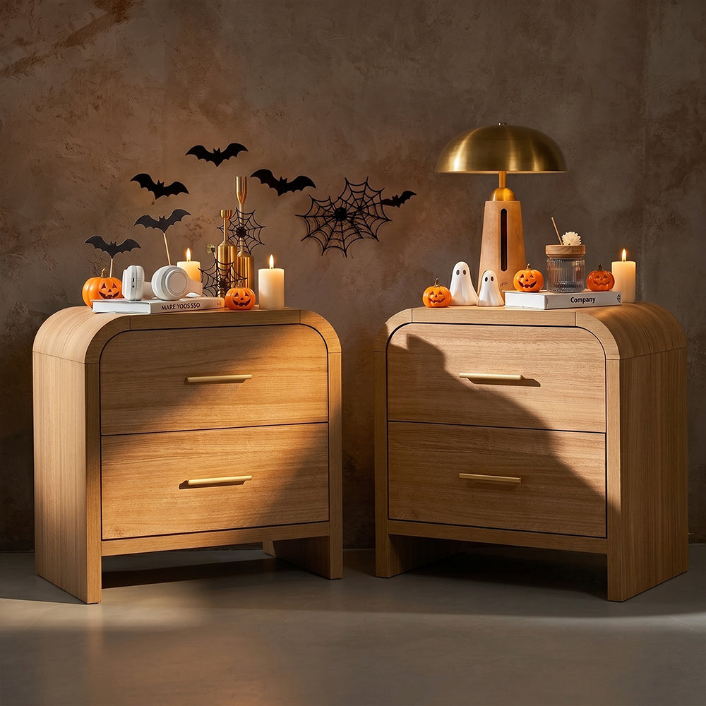 【Halloween Pre-Sale】Curved 2-Drawer Nightstand-2Pcs