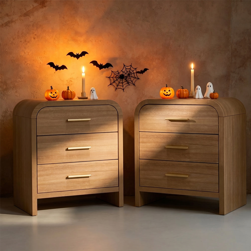 【Halloween Pre-Sale】Curved 3-Drawer Nightstand-2Pcs