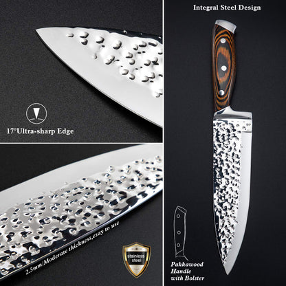15-Piece Hammered Kitchen Knife Block Set