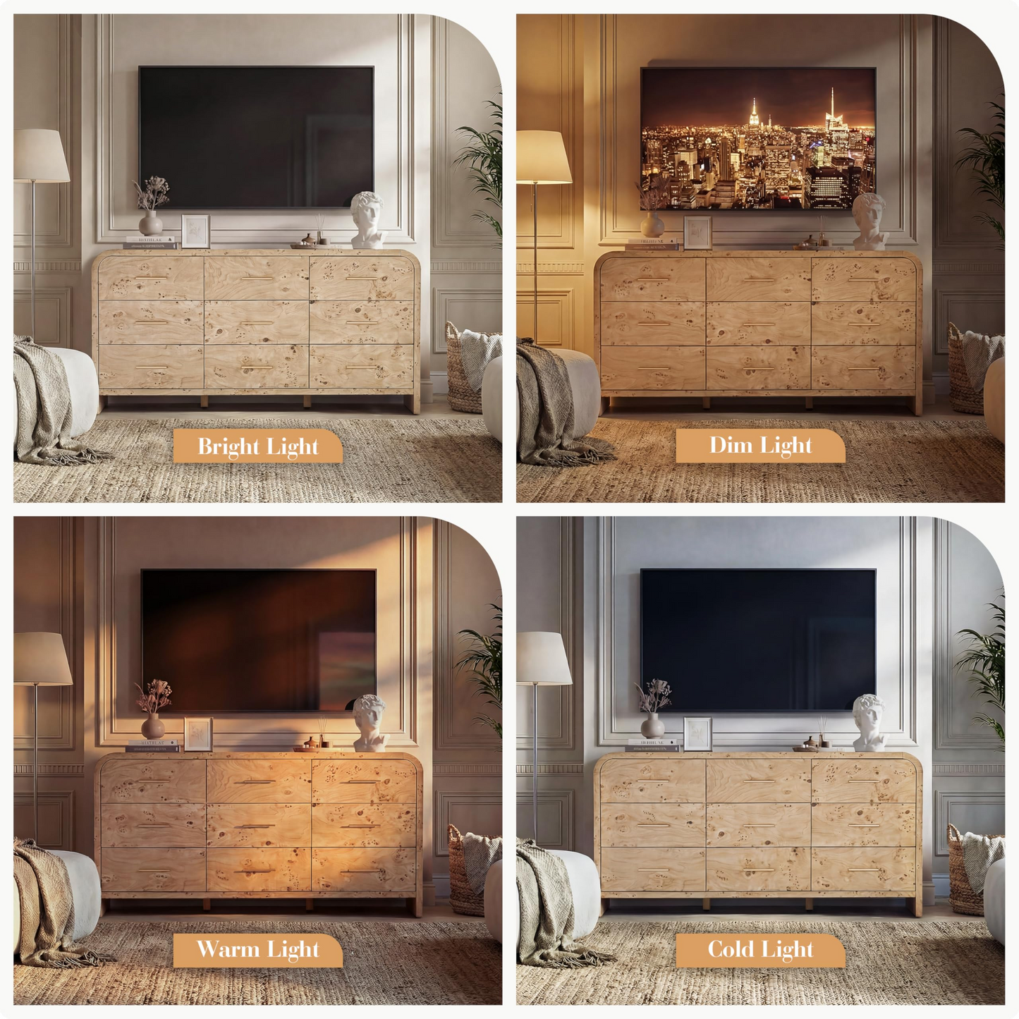 Curved 9-Drawer Dresser