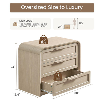 Woven 3-Drawers Nightstand-C