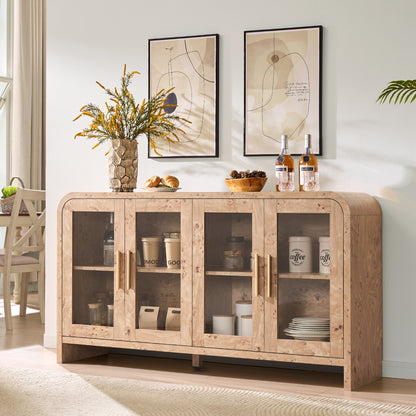 Curved Sideboard Cabinet - 4 Glass Doors