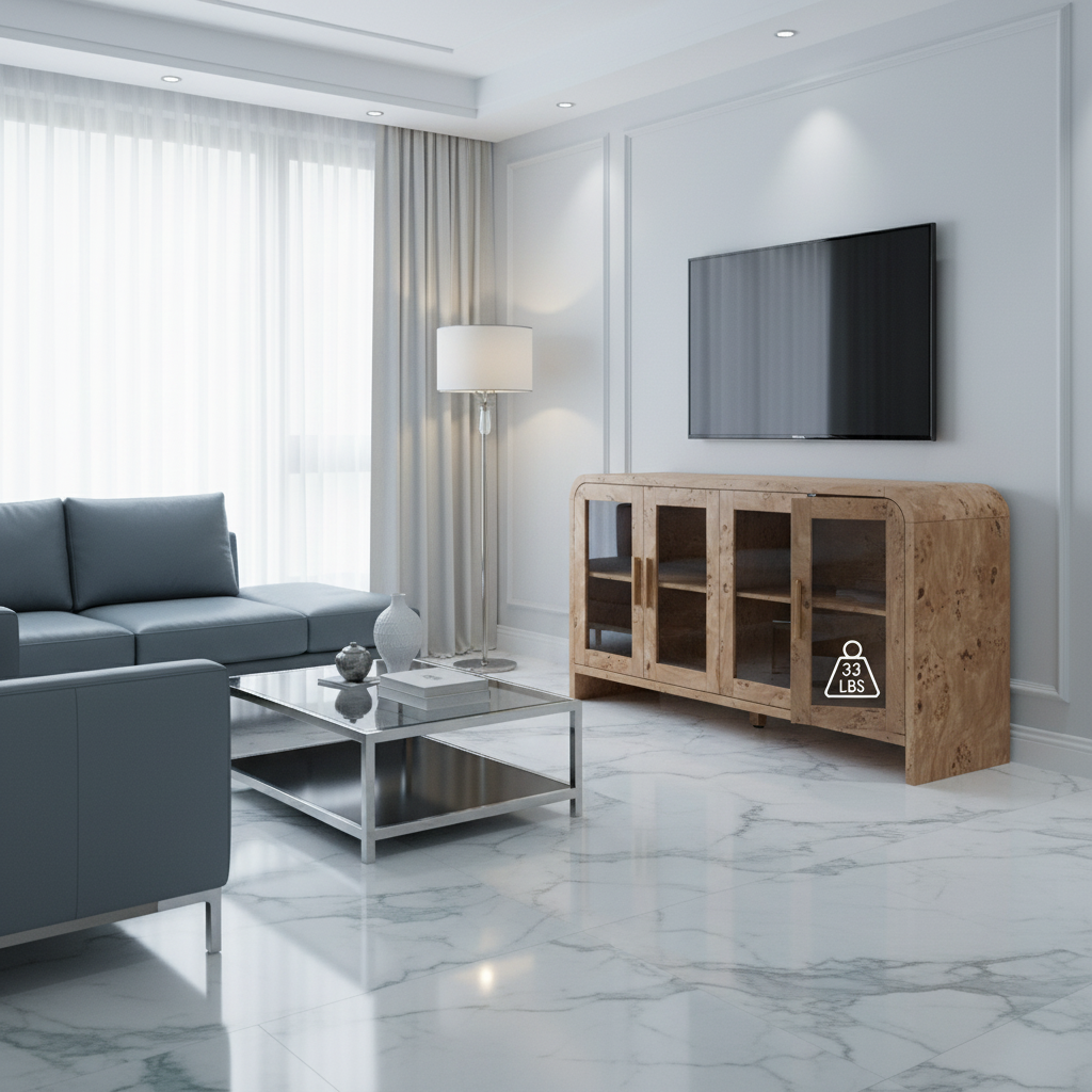 Curved Sideboard Cabinet - 4 Glass Doors