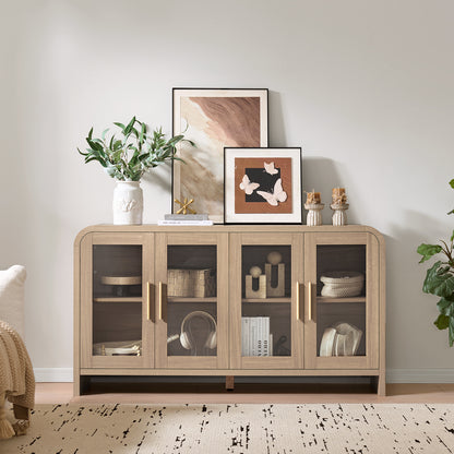 Curved Sideboard Cabinet - 4 Glass Doors