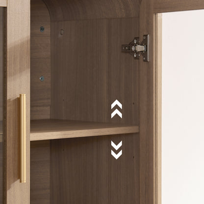 Curved Sideboard Cabinet - 4 Glass Doors