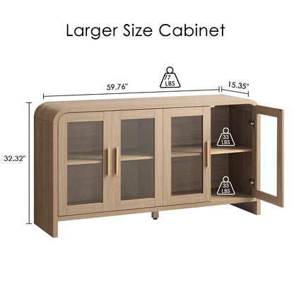 Curved Sideboard Cabinet - 4 Glass Doors