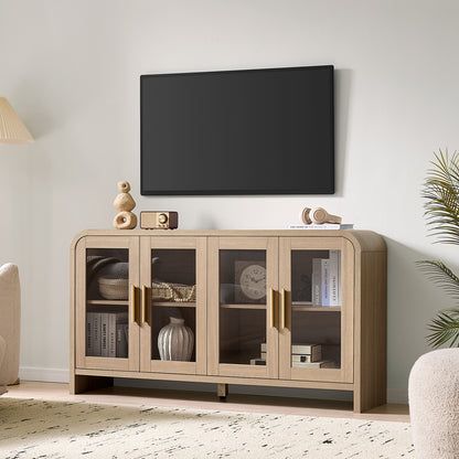 Curved Sideboard Cabinet - 4 Glass Doors