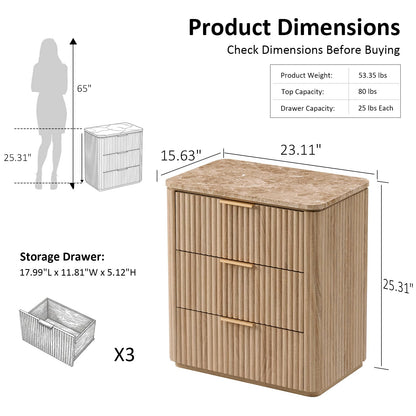 Ripple 3-Drawer Nightstand