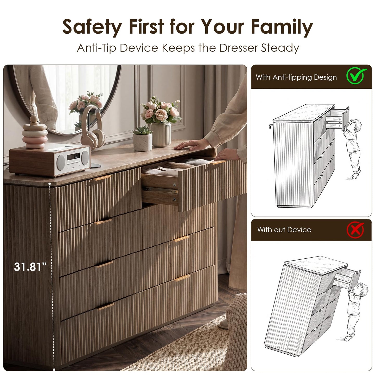 Ripple 8-Drawer Dresser