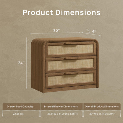 Woven 3-Drawers Nightstand-C