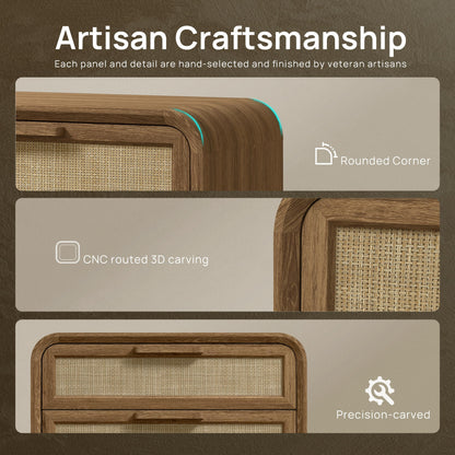 Woven 3-Drawers Nightstand-C