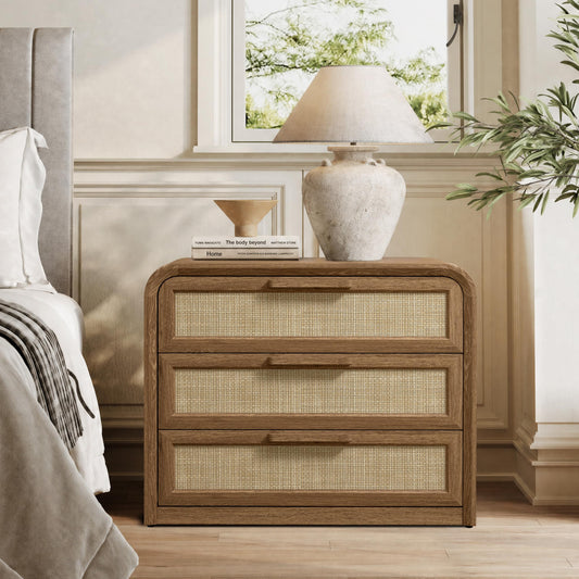 Woven 3-Drawers Nightstand-C
