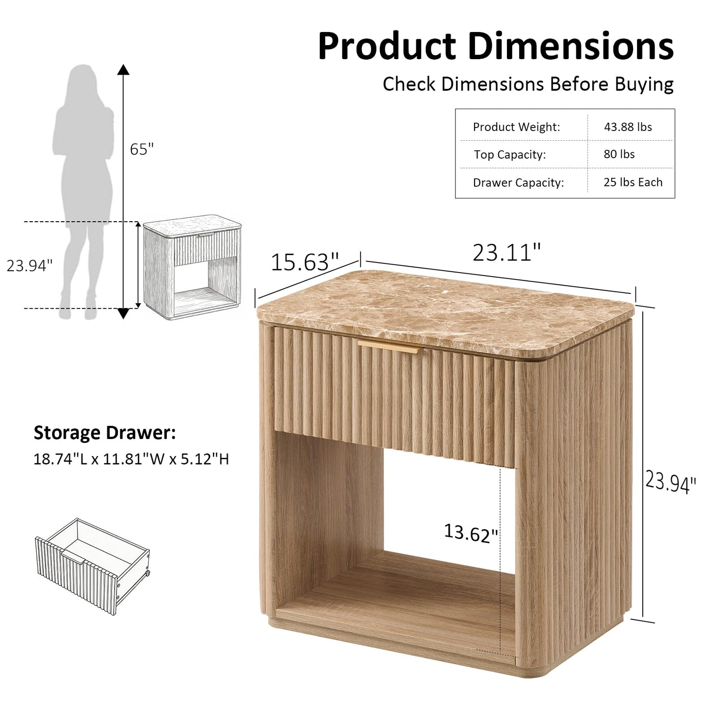 Ripple 1-Drawer Nightstand