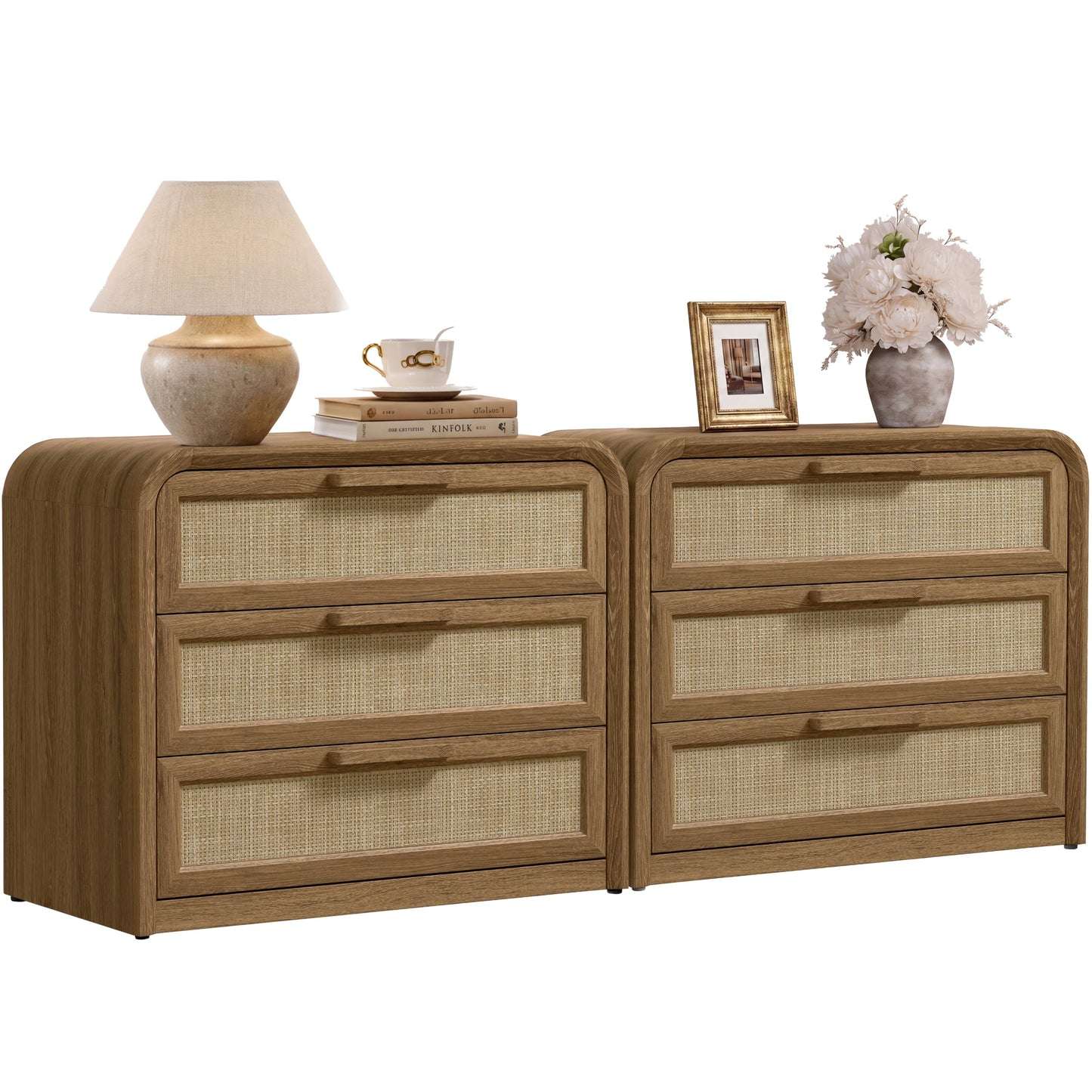 Woven 3-Drawers Nightstand-C