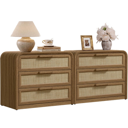 Woven 3-Drawers Nightstand-C
