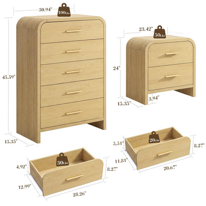 Curved 5 + 2 Drawer Set