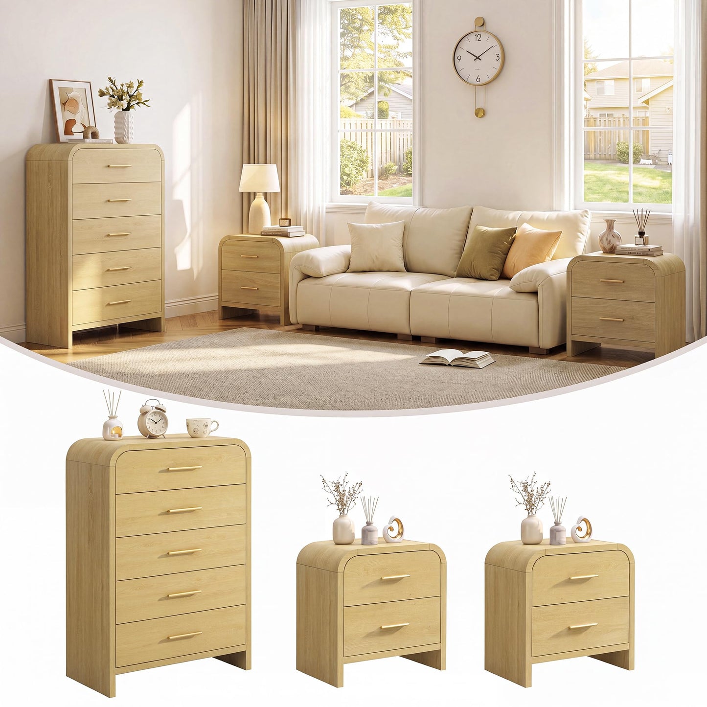 Curved 5 + 2 Drawer Set