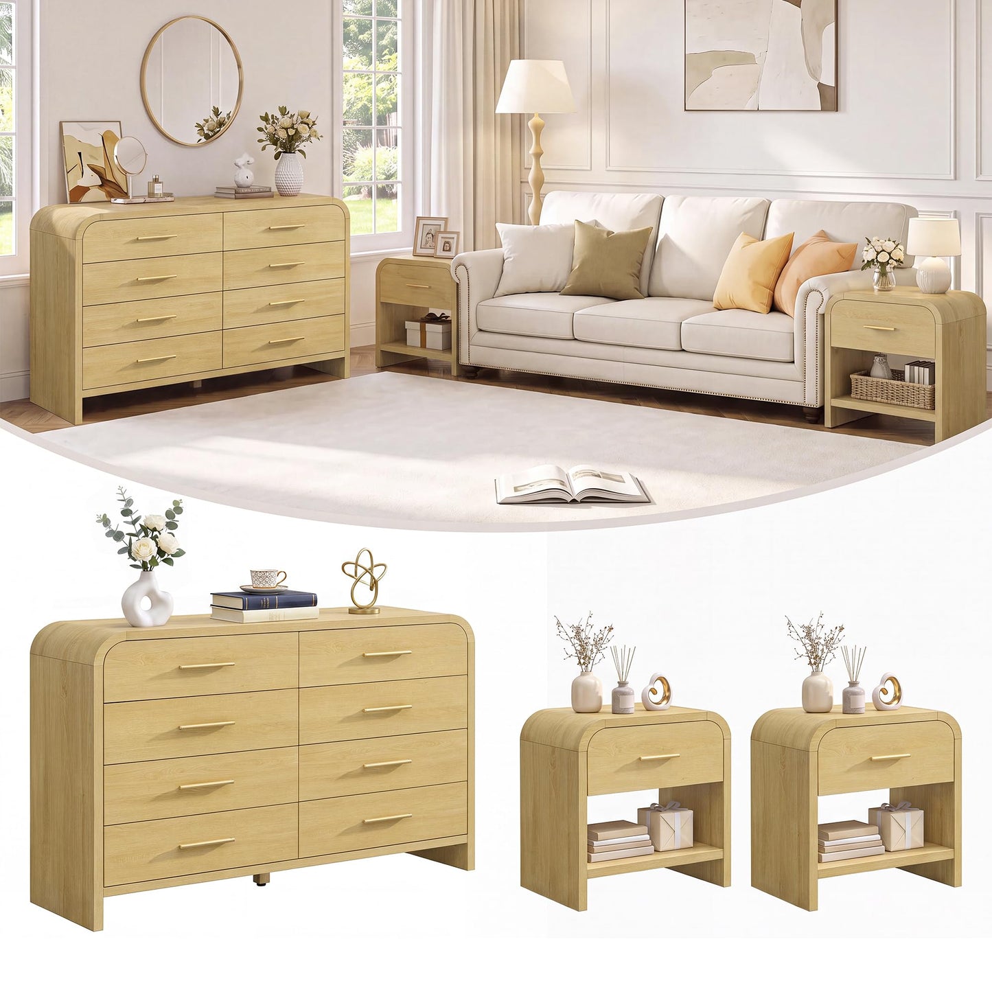Curved 8 + 1 Drawer Set