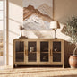 Curved Sideboard Cabinet - 4 Glass Doors