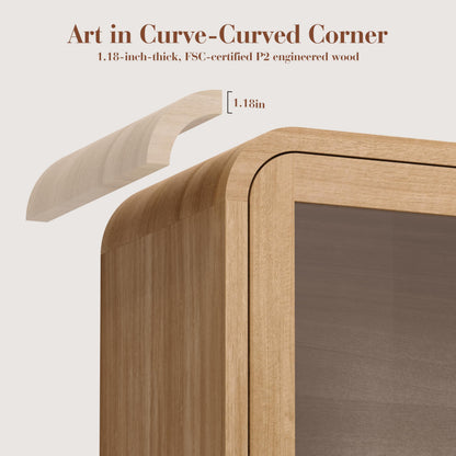 Curved Sideboard Cabinet - 4 Glass Doors