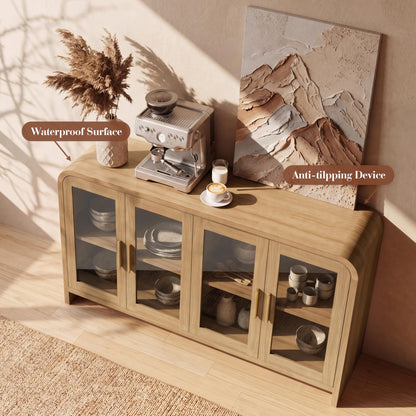 Curved Sideboard Cabinet - 4 Glass Doors