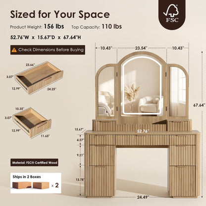 Ripple Vanity Desk L
