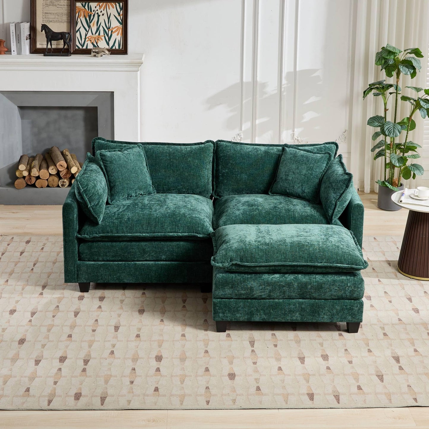 35" Modular Chenille Cloud Sofa Ottoman