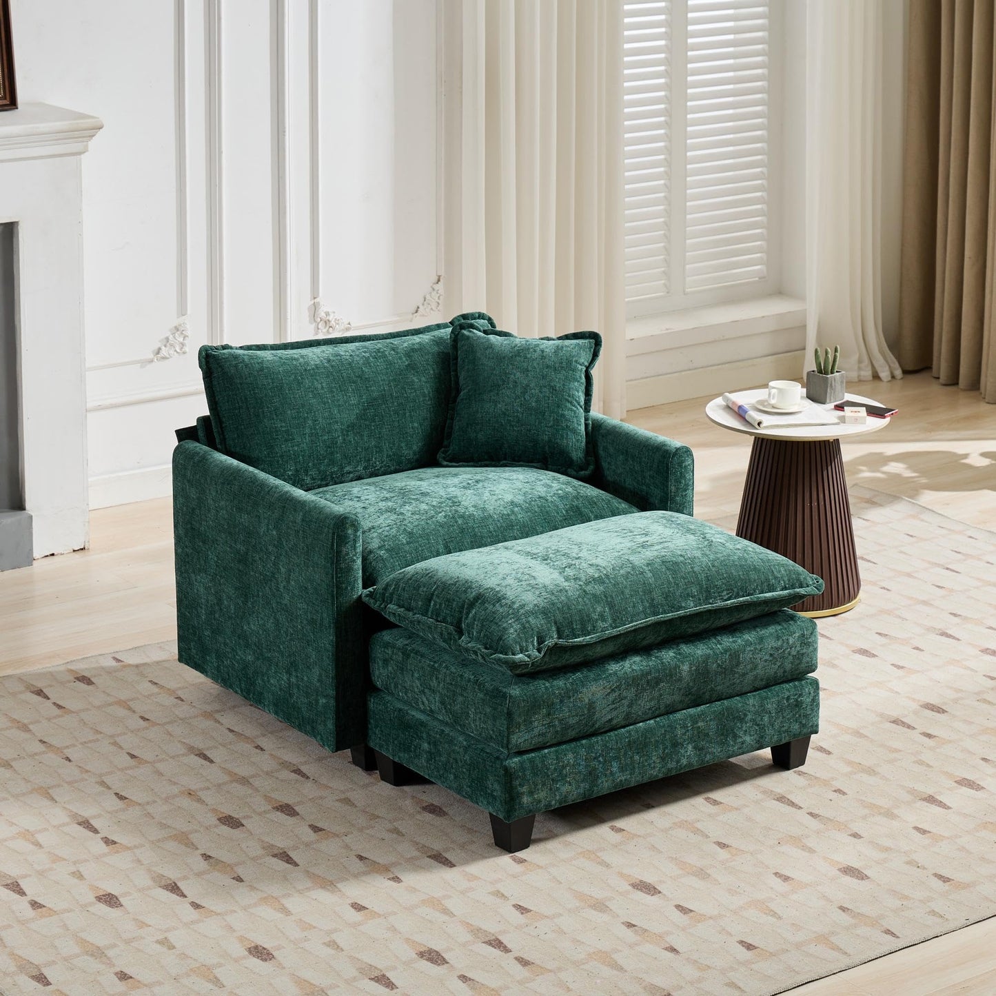 35" Modular Chenille Cloud Sofa Ottoman
