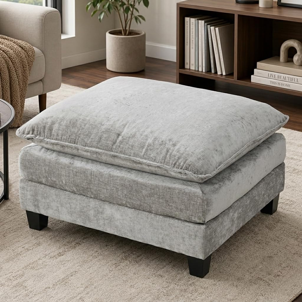 35" Modular Chenille Cloud Sofa Ottoman