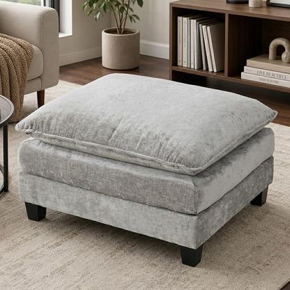 35" Modular Chenille Cloud Sofa Ottoman