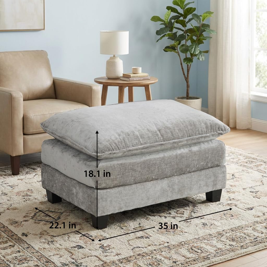 35" Modular Chenille Cloud Sofa Ottoman