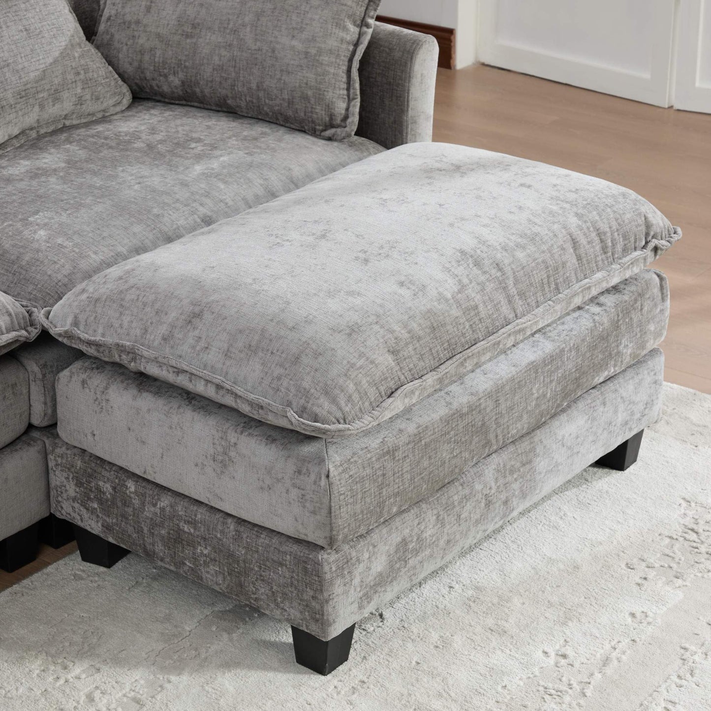 35" Modular Chenille Cloud Sofa Ottoman