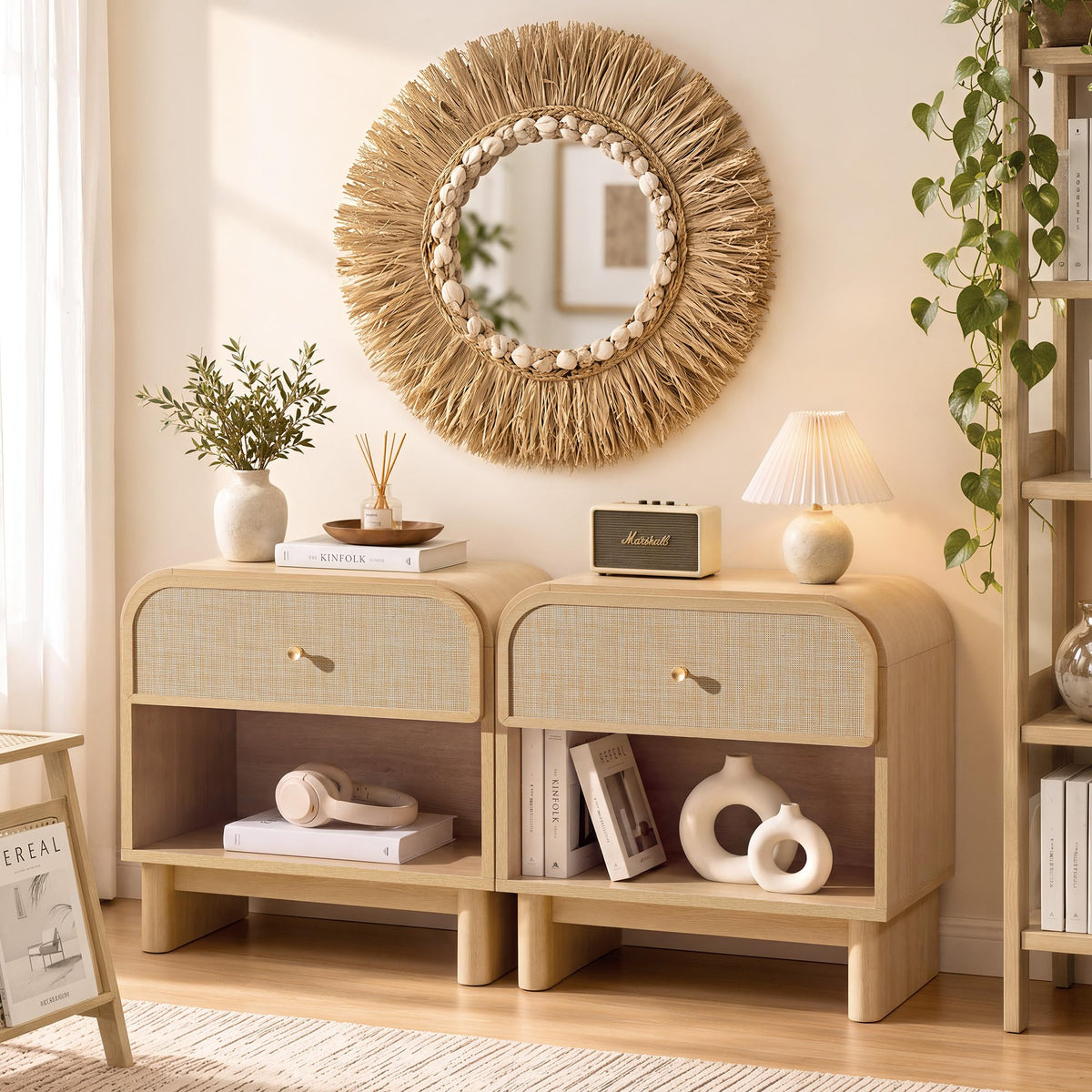 Woven 1-Drawer Nightstand B