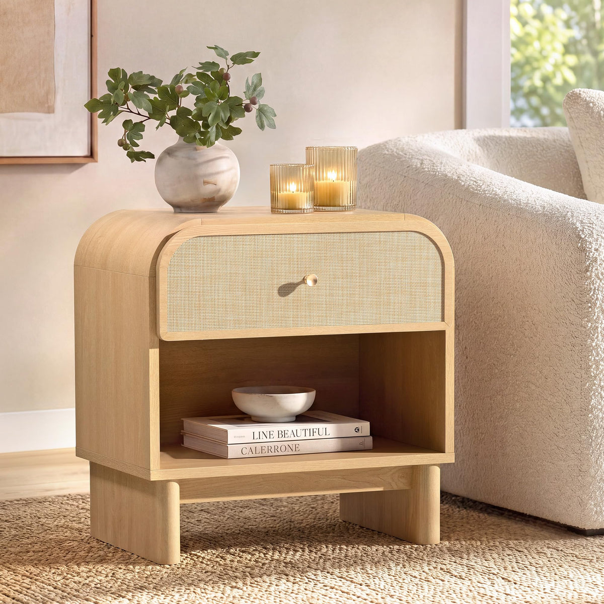 Woven 1-Drawer Nightstand B