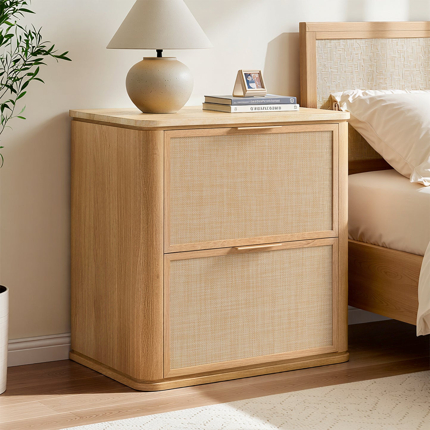 Woven 2-Drawers Nightstand