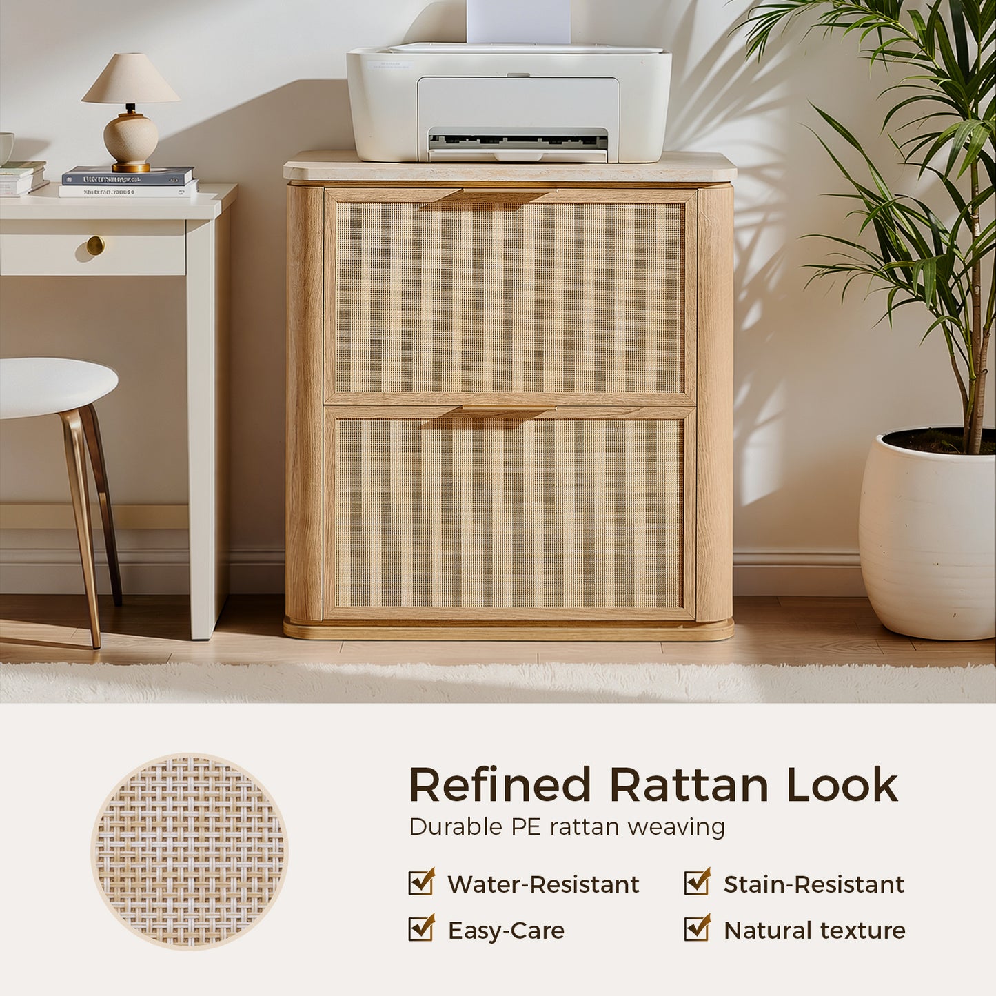 Woven 2-Drawers Nightstand