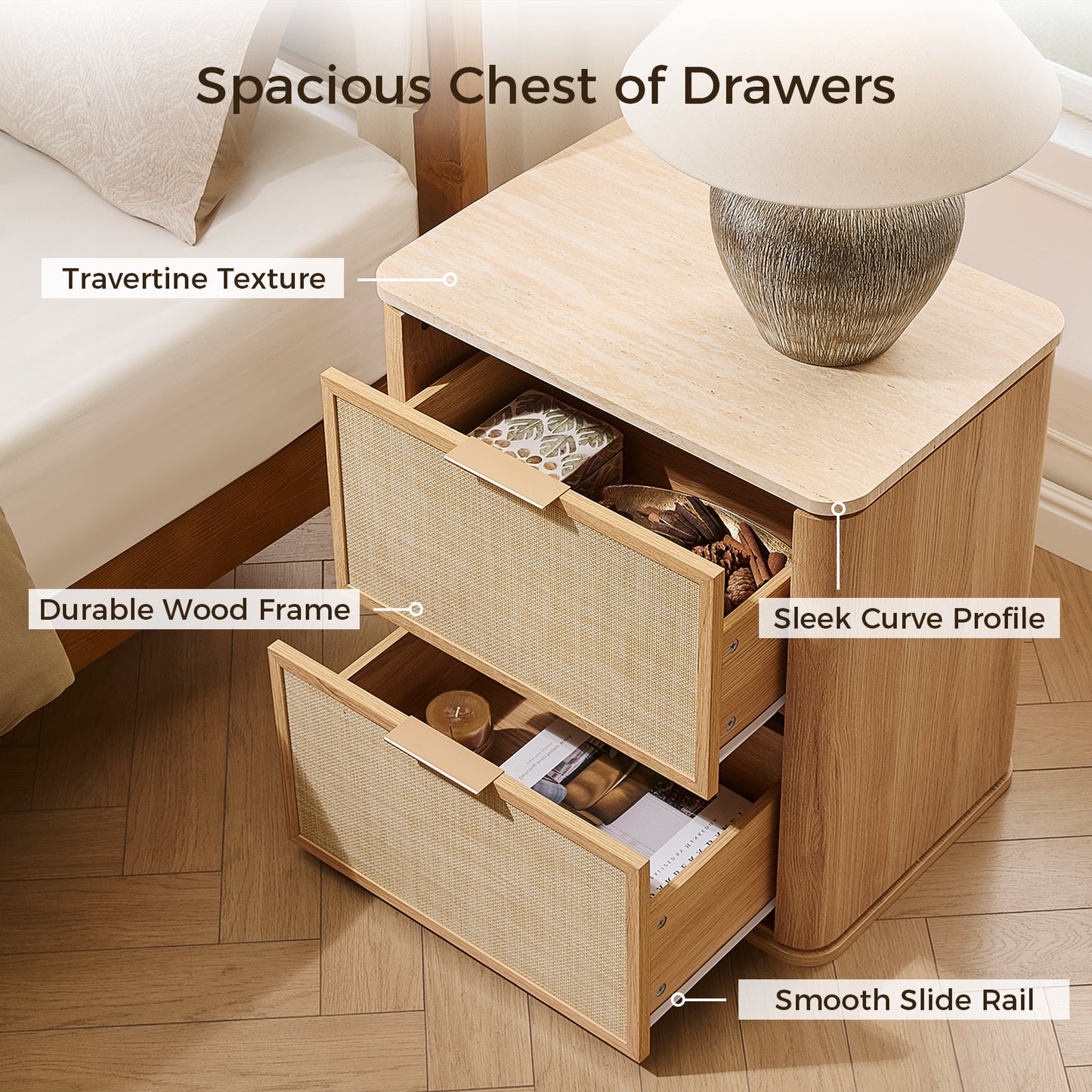 Woven 2-Drawers Nightstand